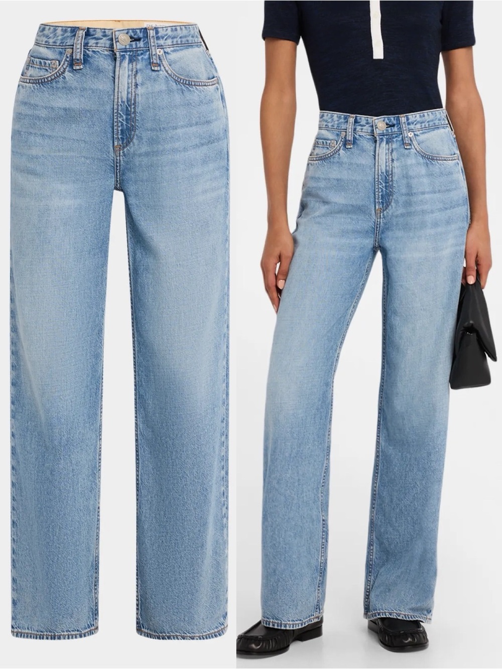 RAG & BONE Logan Jeans Women’s Size Audrey Blue Wide Leg Relaxed Fit *ALTERED